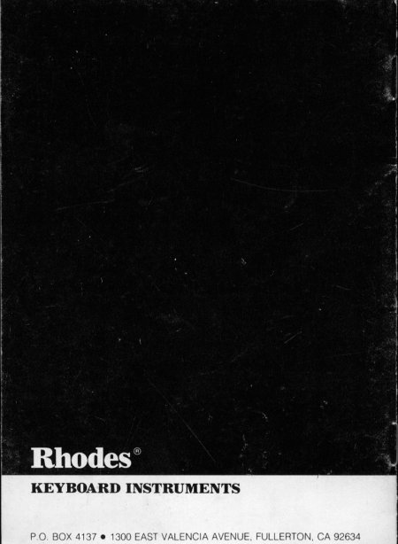 Rhodes Mark V Owners Manual Back