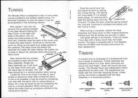 Rhodes Mark V Owners Manual Pages 4 and 5